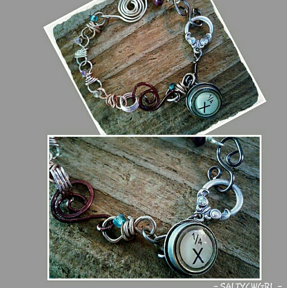 Handmade Steampunk Bead & Wrapped Wire Bracelet